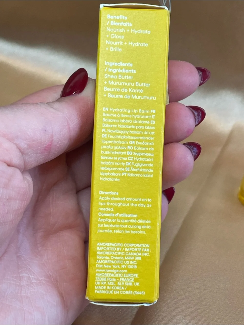 LANEIGE Lip Glowy Balm - Mango 0.35OZ - NIB
